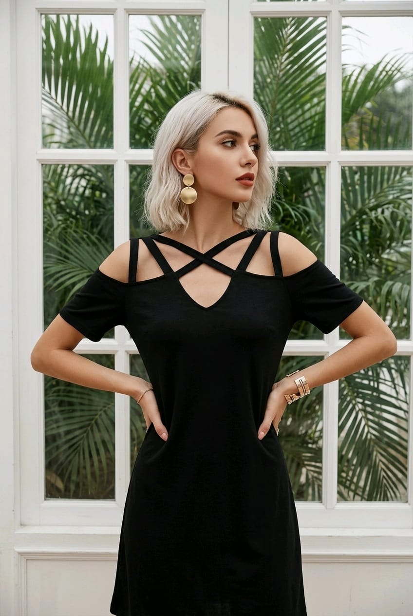 Gelsomino - Mini Abito Nero Scollo a V